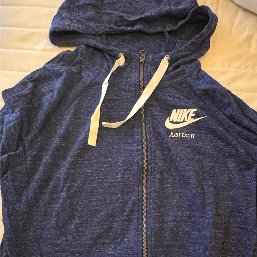 Nike Navy Heather Full-Zip Hoodie with White Swoosh